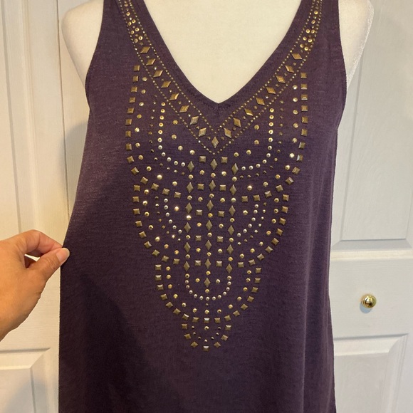 🐸🐸🐸 Love Fire Plum Embellished Tank Top Shirt - Medium - Picture 2 of 5